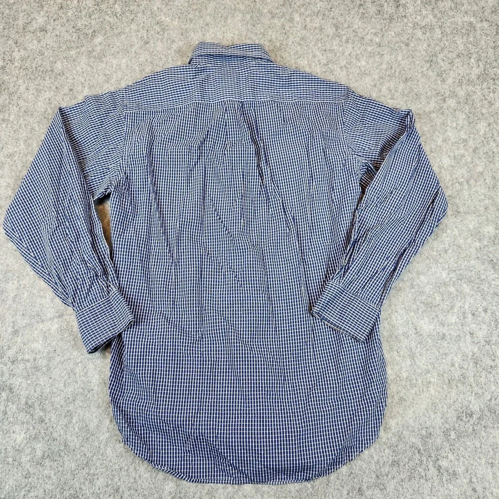 Willis & Geiger Outfitters Shirt Mens Blue Graph Check Plaid Causal Pocket READ